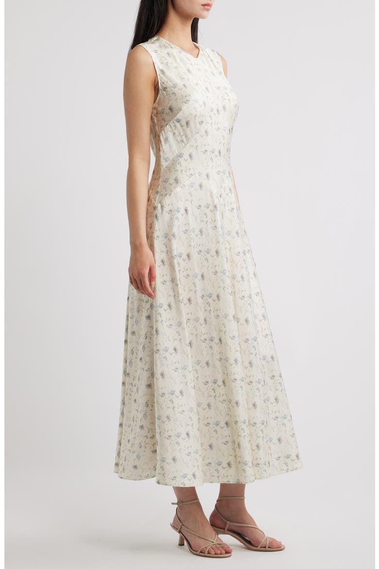 Adelana Floral Silk Midi Dress, Alternate, color, CAMELLIA BLOOM