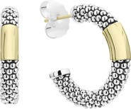 LAGOS 18k Gold Bar Caviar Hoop Earrings