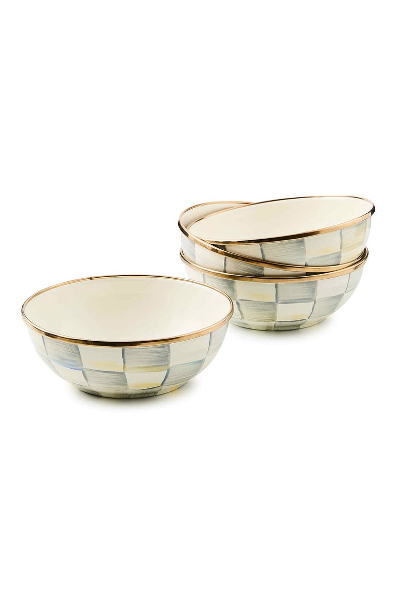 Sterling Check® Set of 4 Everyday Bowls, Alternate, color, GREY/ WHITE