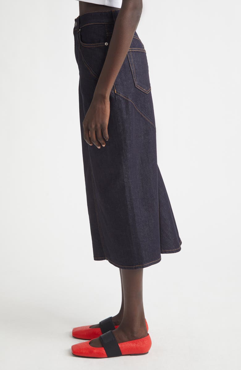 Givenchy Kick Back Denim Midi Skirt, Alternate, color, Dark Blue