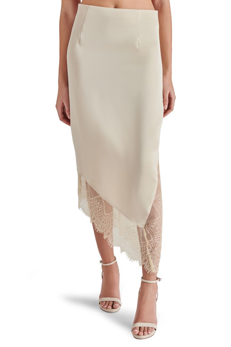 Carrie Anne Satin & Lace Skirt, Main, color, OATMEAL