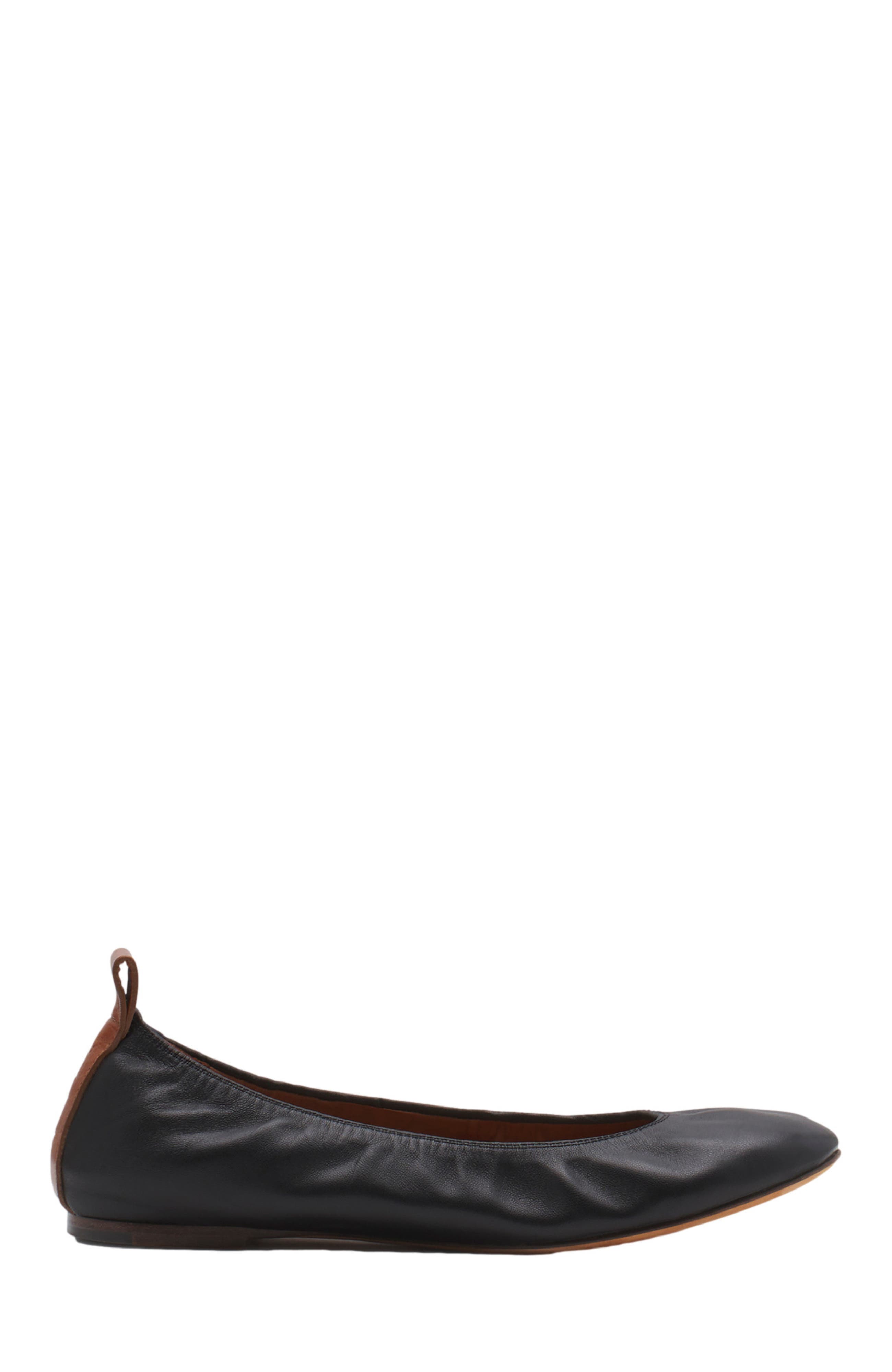 Lanvin THE LEATHER BALLERINA FLAT, Main, color, Black