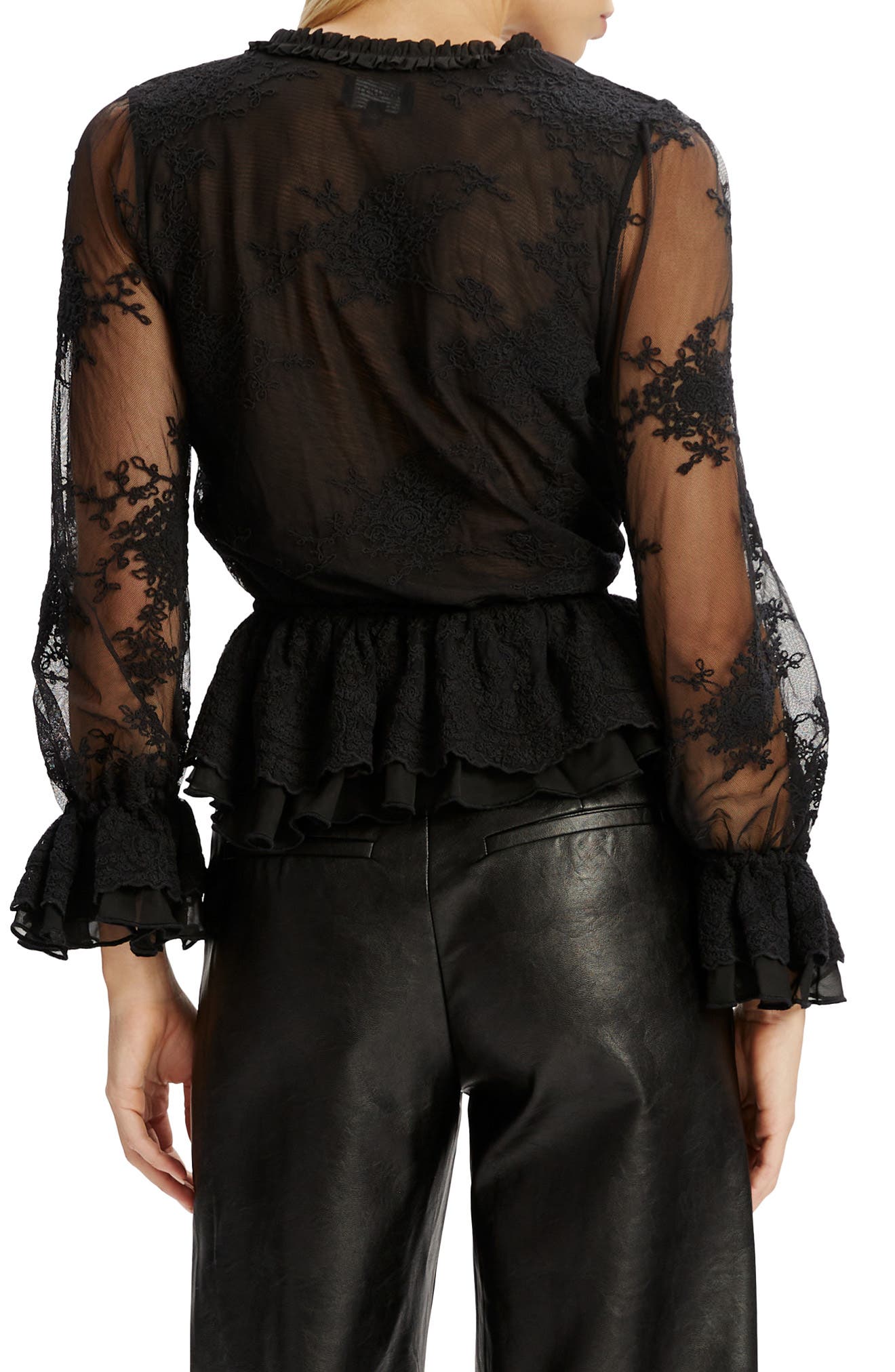 Natoli Plunge Neck Embroidered Mesh Top - image 2