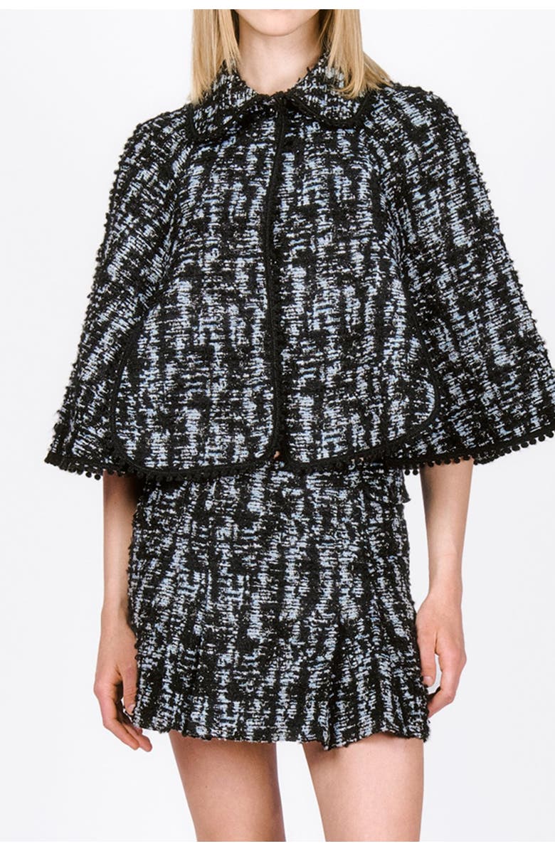 Anna Sui Cornflower Tweed Pleated Mini Skirt, Alternate, color, 