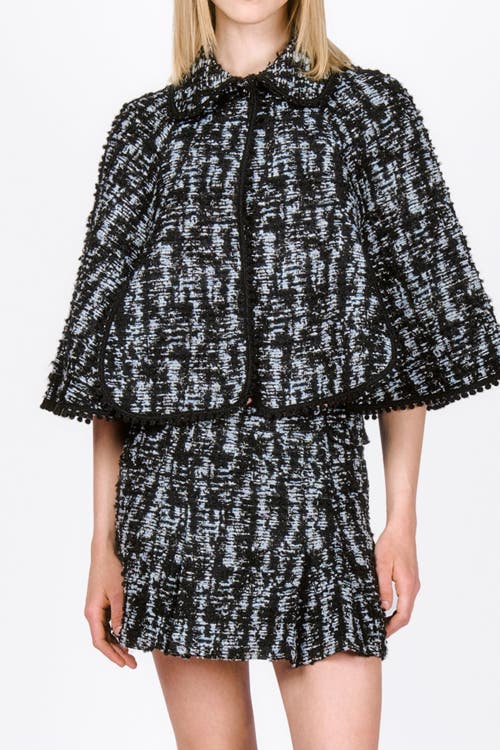 Shop Anna Sui Cornflower Tweed Pleated Mini Skirt In Cornflower Multi