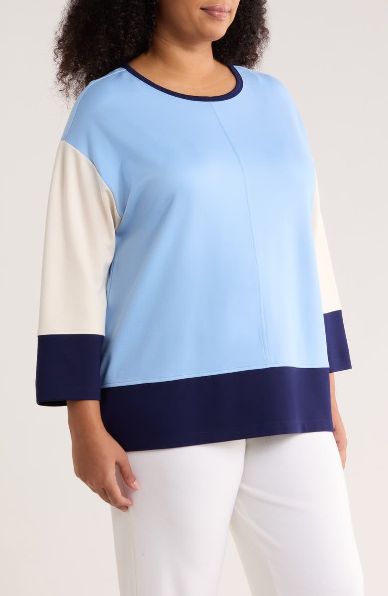 Jones New York Color Block Knit Top, Alternate, color, Chintz Blue Multi