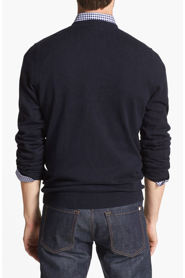 Trim Fit V-Neck Cotton & Cashmere Sweater, Alternate, color, JET BLACK