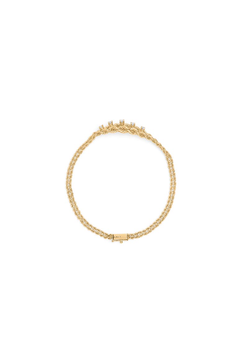 10K Yellow Gold 1/4 Cttw Diamond Basket Weave Rope Chain Style  Bracelet, Alternate, color, Yellow