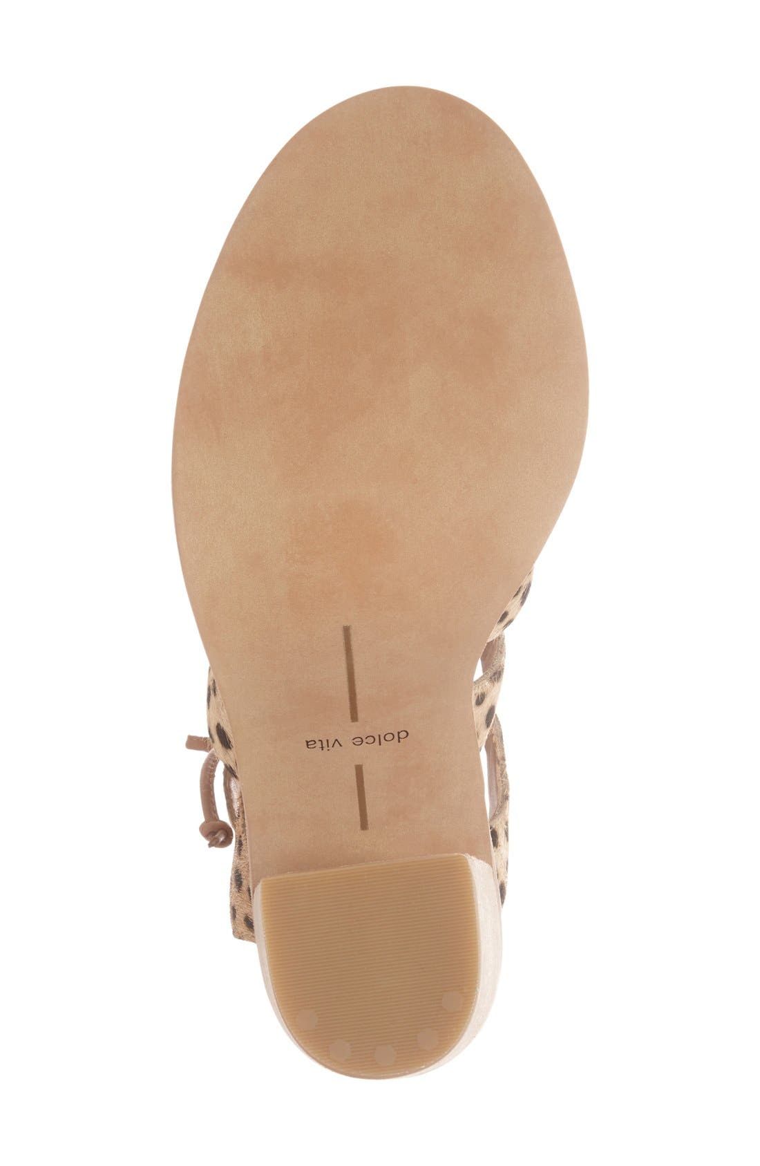 'Lyndon' Lace-Up Genuine Calf Hair Sandal, Alternate, color, LEOPARD CALF HAIR
