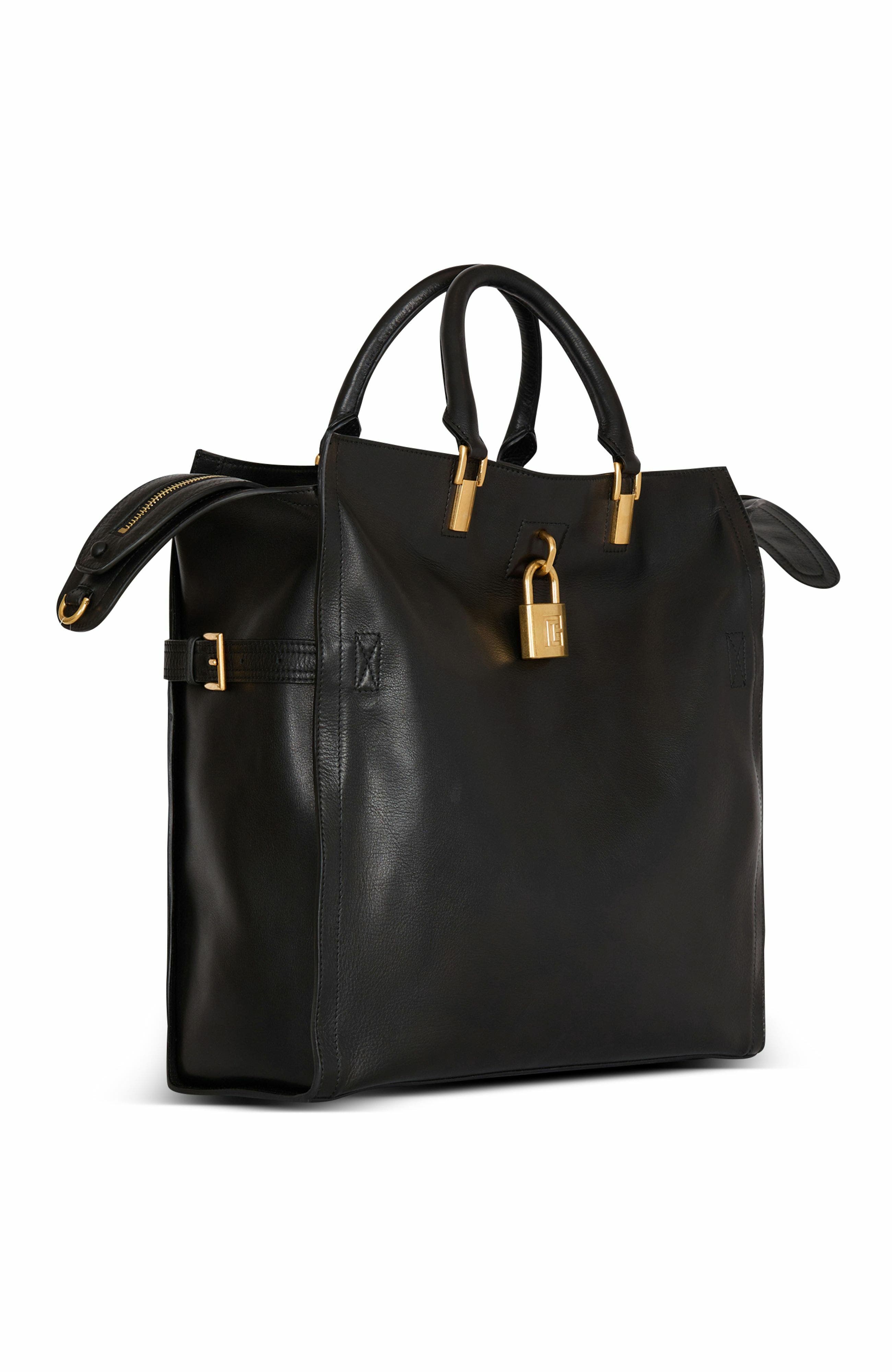 Pulse Large Waxed Calfskin Leather Tote Bag, Alternate, color, Black