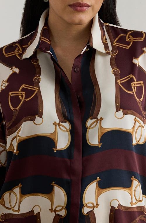 Ralph Lauren Lauren Kristy Twill Button-up Shirt In Brown