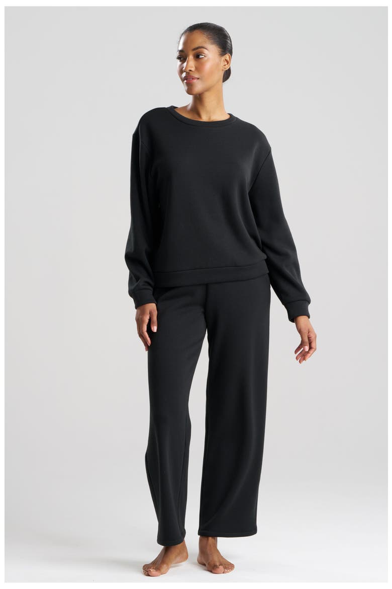 Nova Brushed Knit Everywhere Crew Neck Top, Main, color, BLACK