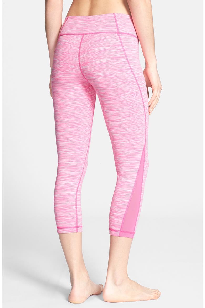 'Live In - Streamline' Mesh Inset Capri Leggings, Alternate, color, PINK PLUM ECLIPSE