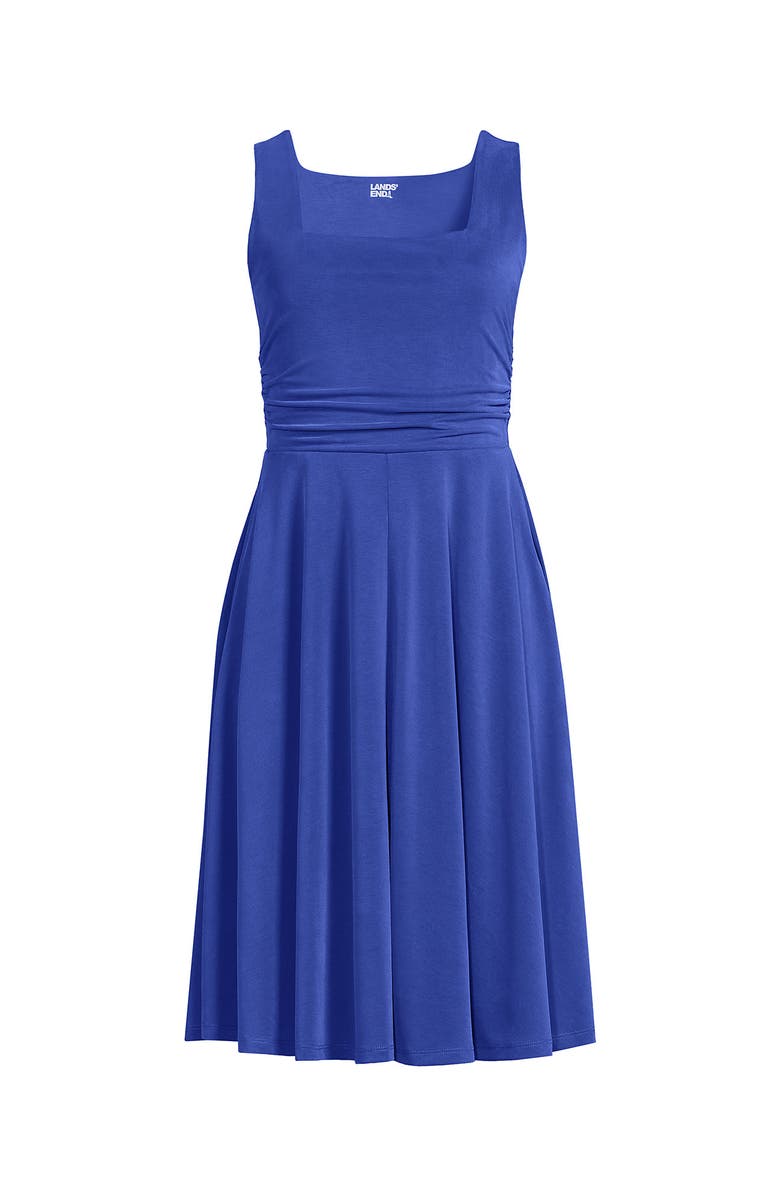 Lands' End Plus Size Cupro Fit and Flare Sleeveless Dress, Alternate, color, 