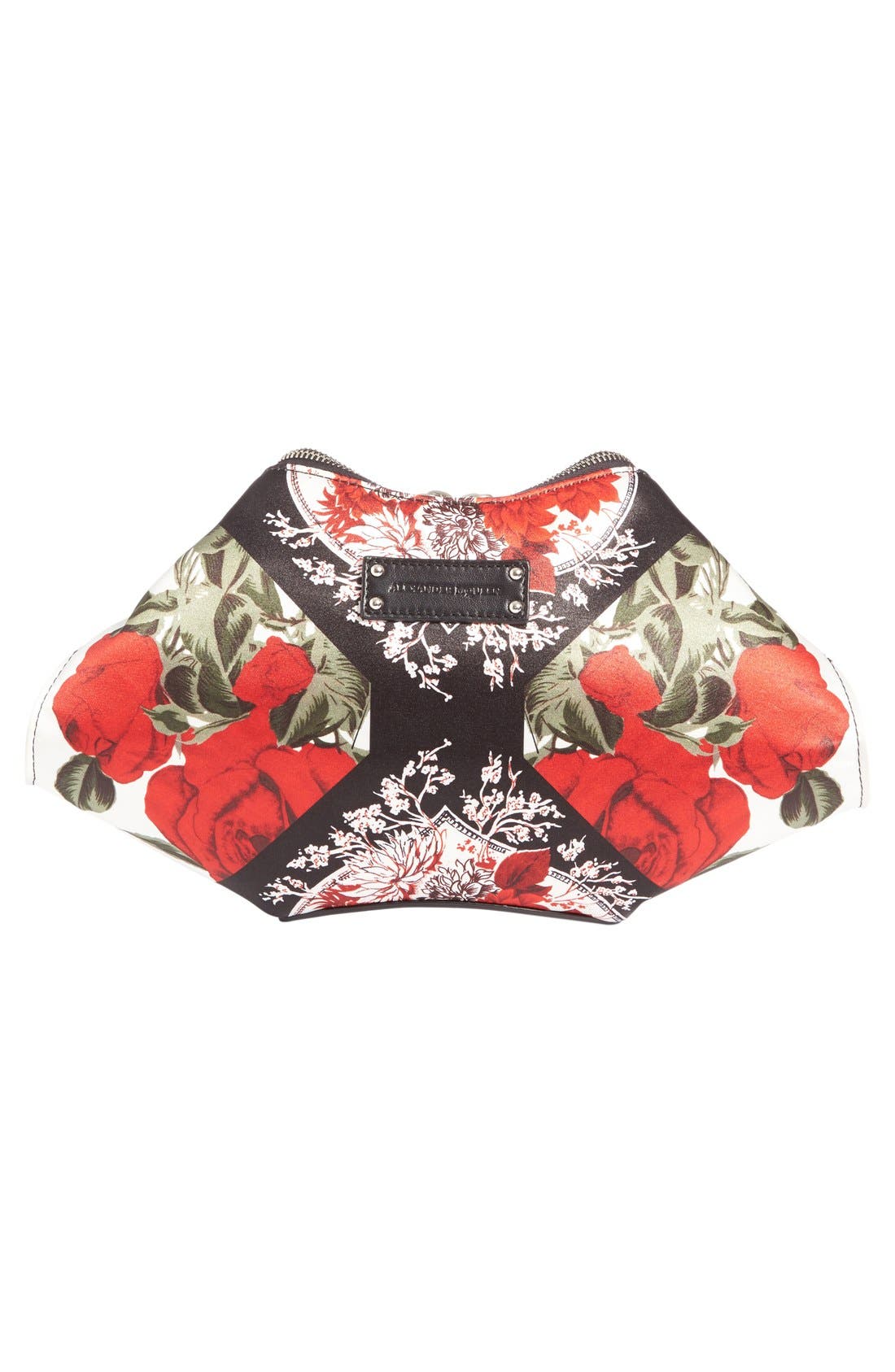 McQueen Alexander McQueen Large De Manta Floral Print Leather Clutch, Alternate, color, 