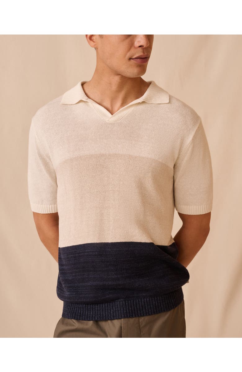 Onia Silk Linen Short Sleeve Johnny Polo, Alternate, color, Melange