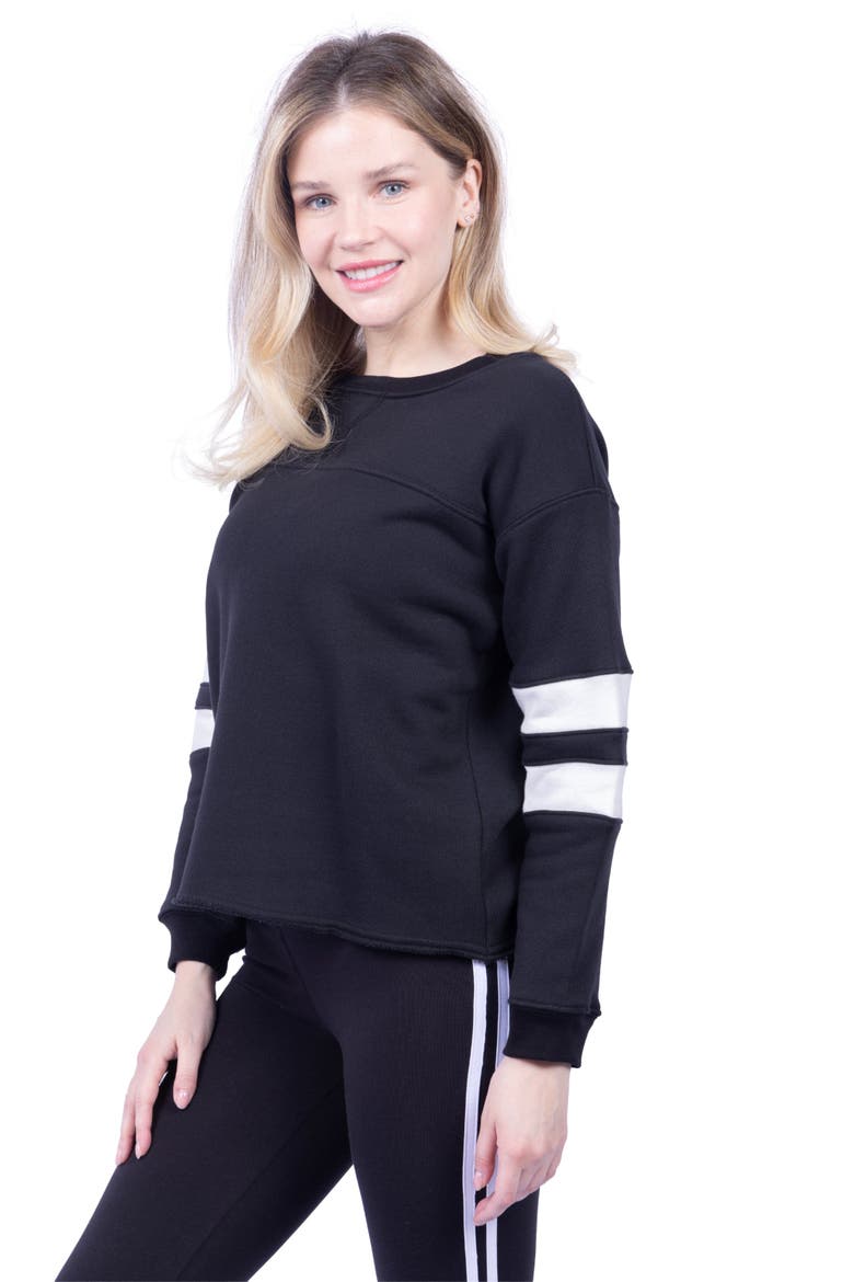 Gilda Organic Cotton Varsity Sweatshirt, Alternate, color, Black