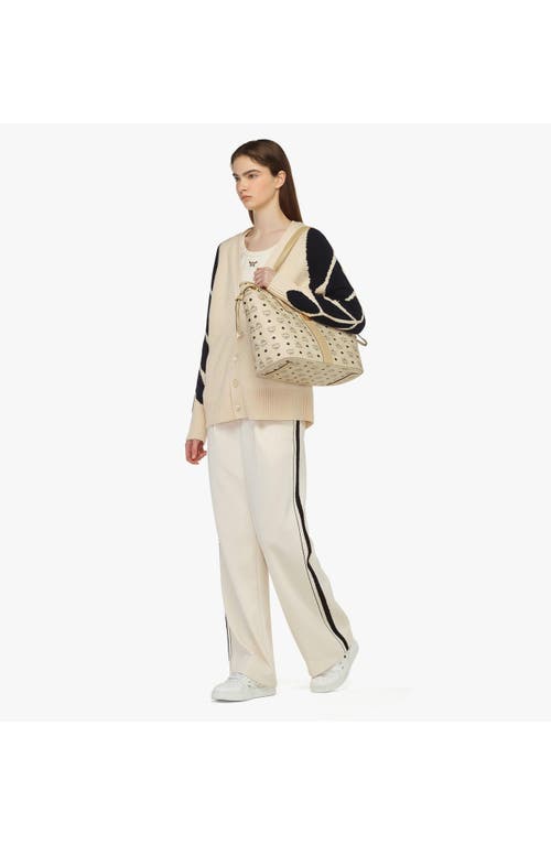 Mcm Medium Liz Reversible Shopper In Beige+black Logo