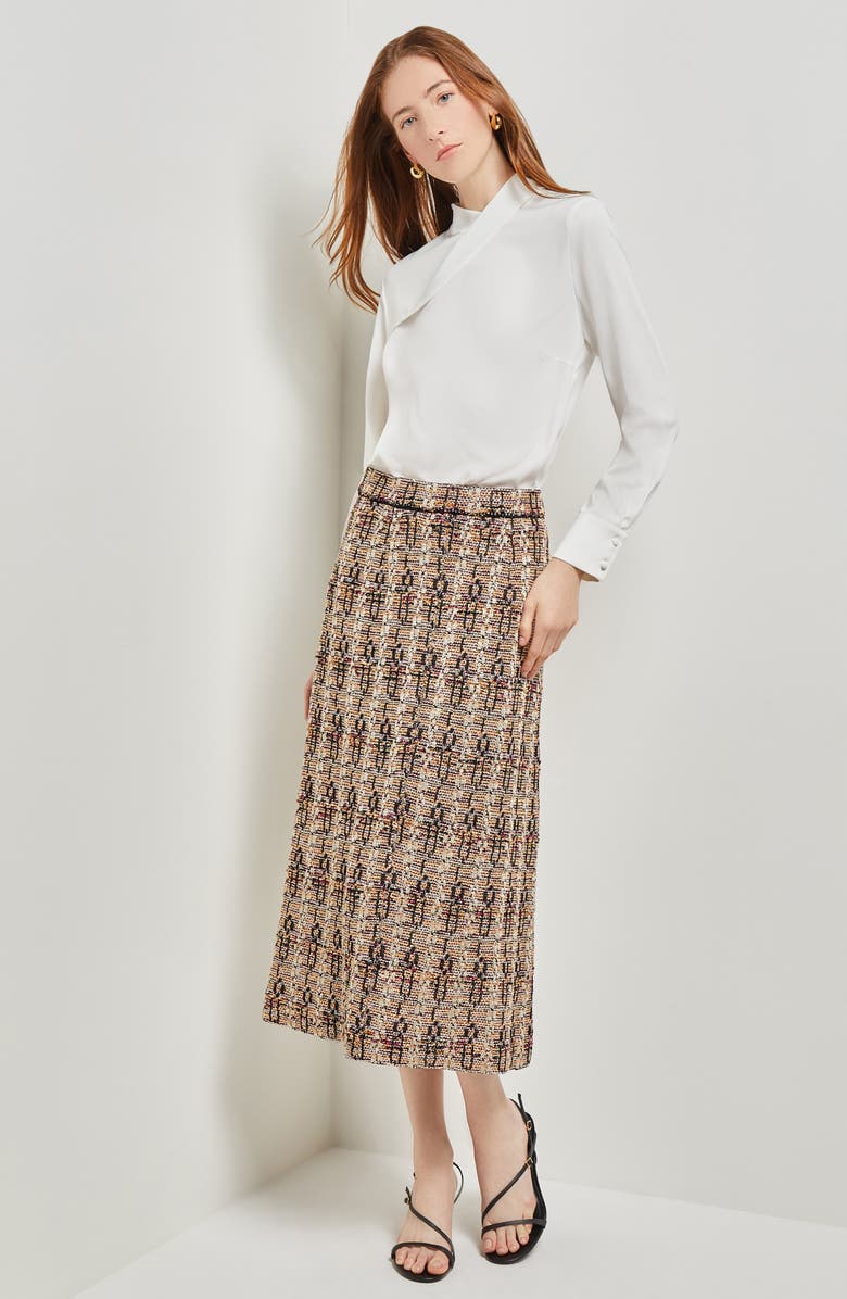 Misook Drape Crêpe de Chine Long Sleeve Blouse, Alternate, color, 