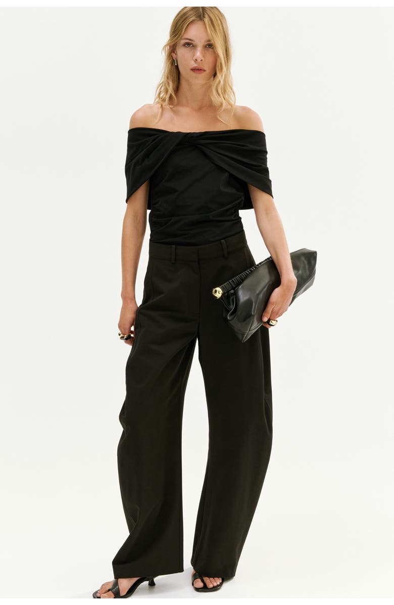 H&M Twist-detail Off-the-shoulder Top, Alternate, color, Black