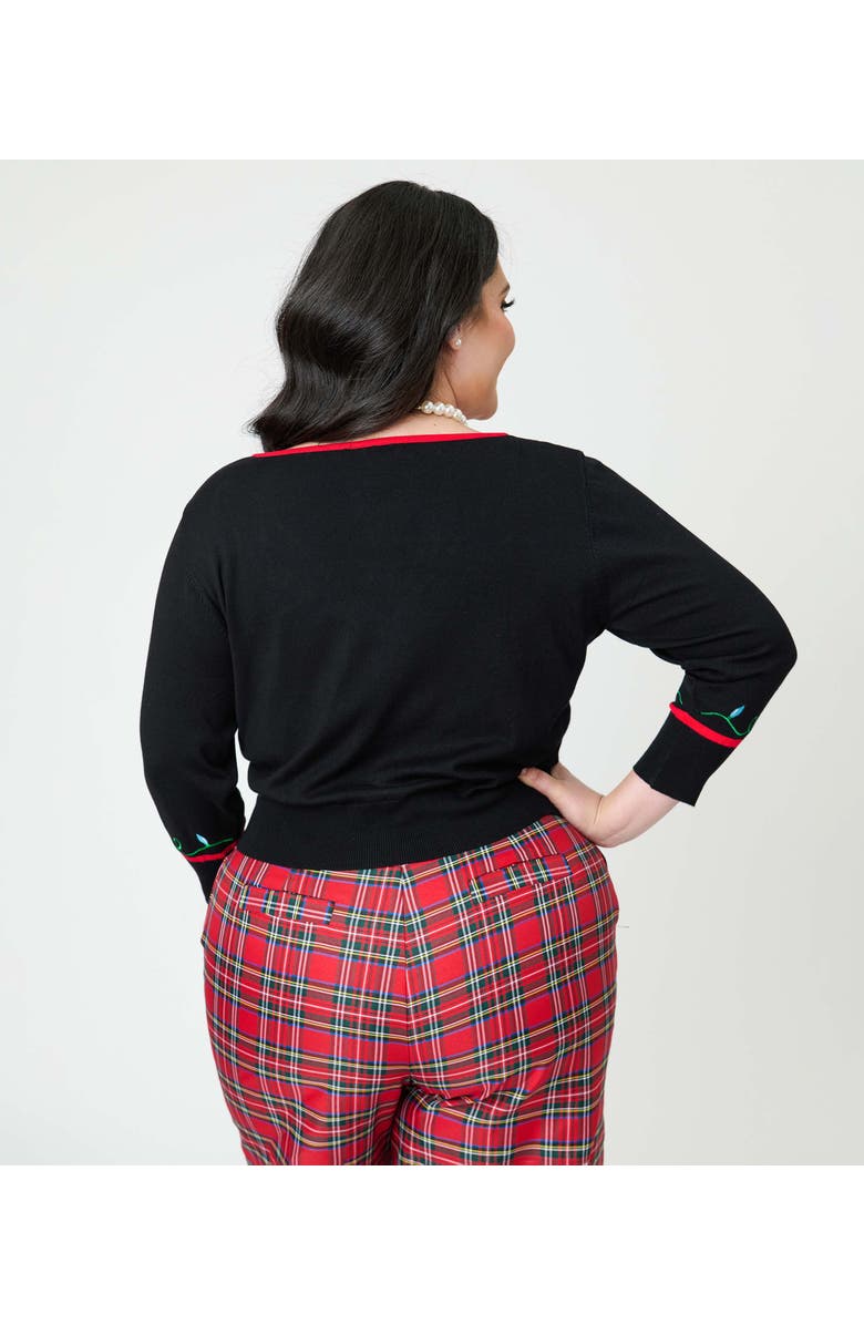 Unique Vintage Plus Size 1950s Crop Knit Cardigan, Alternate, color, Black Lights