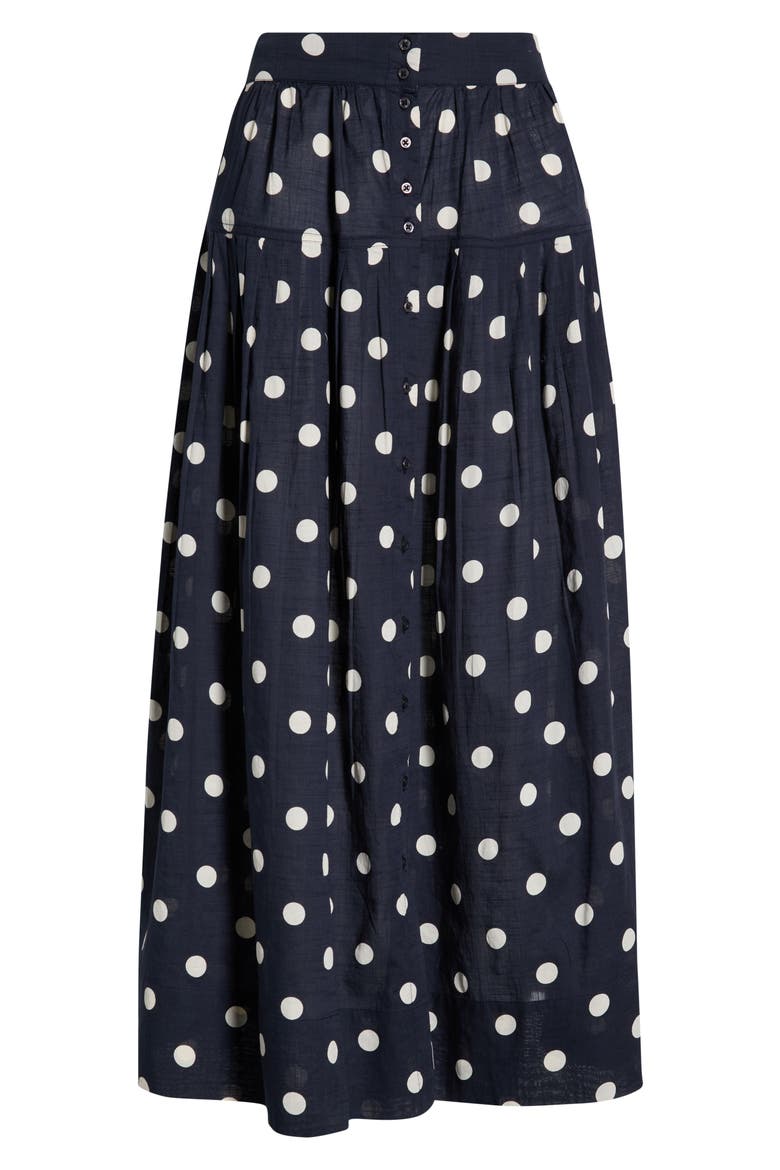 The Highland Polka Dot Cotton Skirt, Alternate, color, NAVY W/ CREAM POLKA DOTS