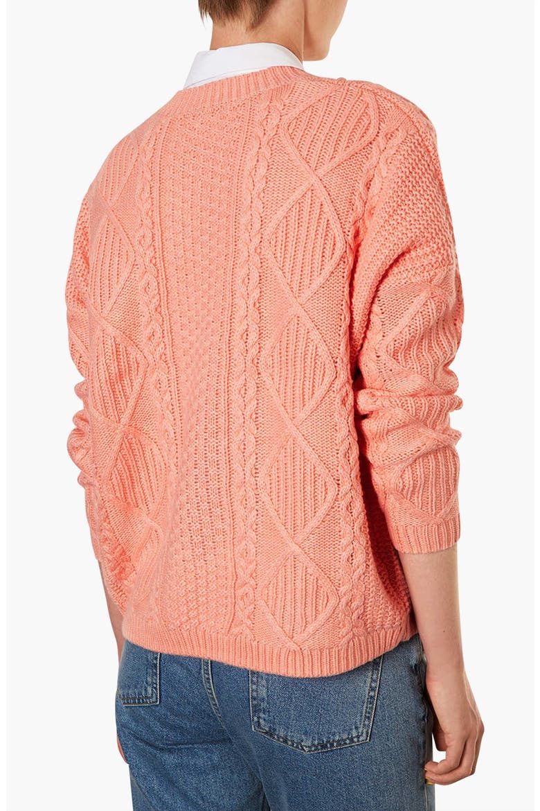 Cable Knit Sweater, Alternate, color, PEACH