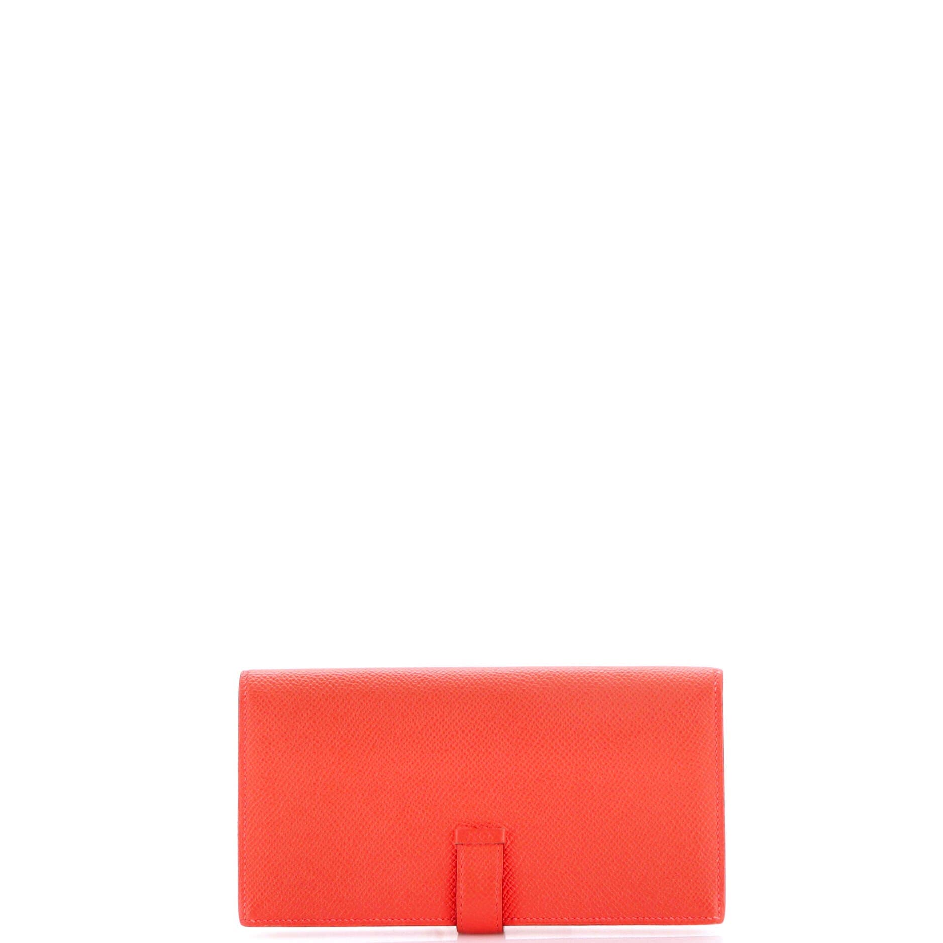 Pre-Owned Hermes Bearn Wallet Epsom Long, Alternate, color, Rouge Pivoine