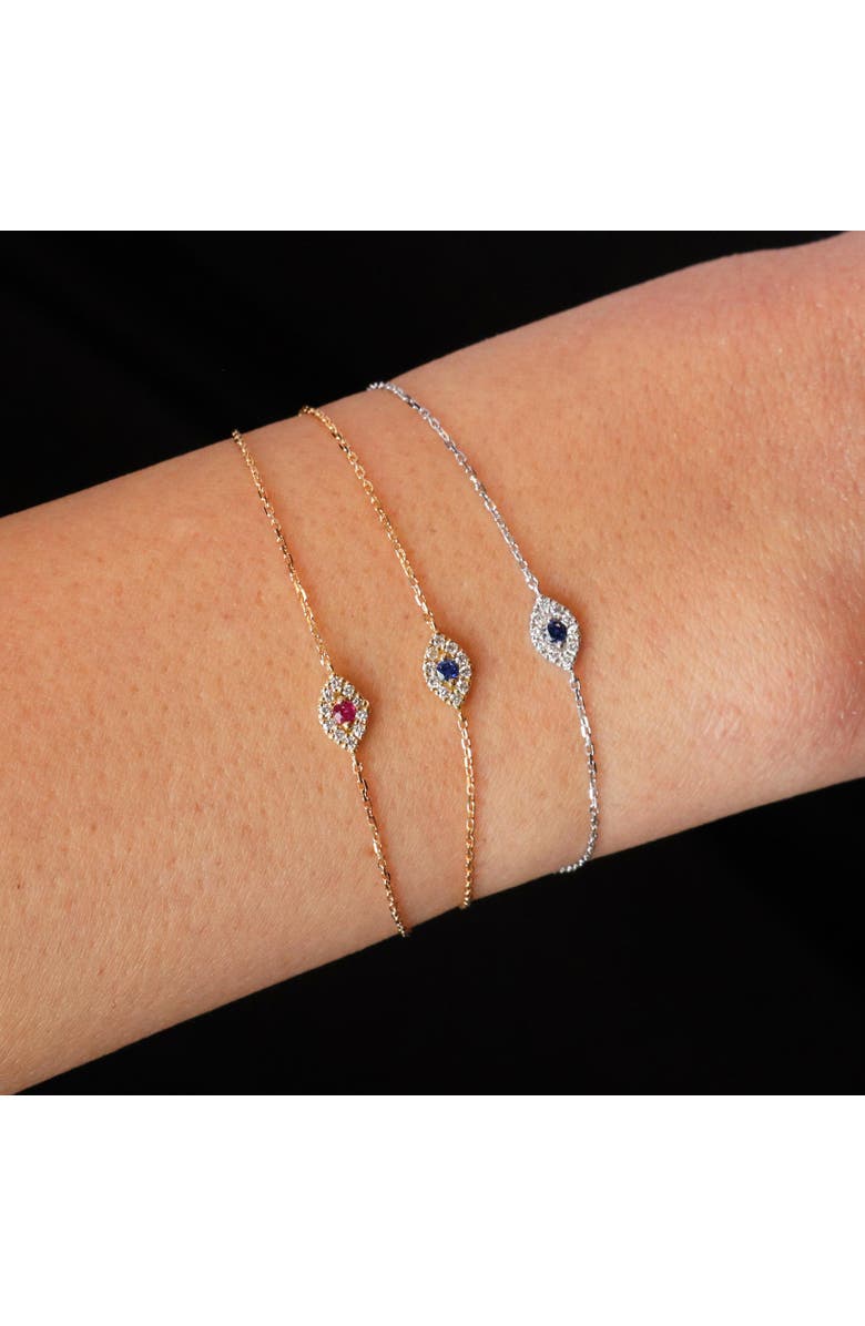 The Lovery Fine Jewelry Mini Ruby Evil Eye Bracelet, Alternate, color, Ruby