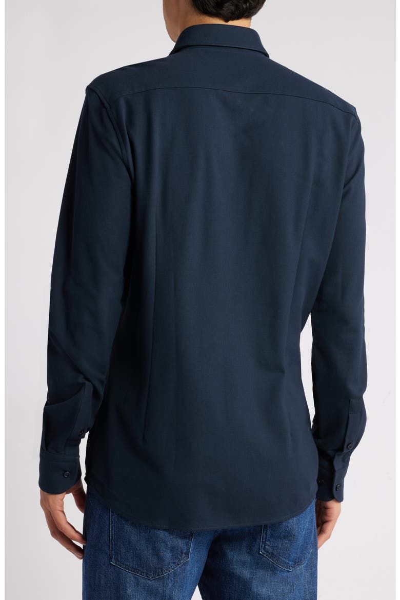 Hank Slim Fit Solid Performance Cotton Piqué Dress Shirt, Alternate, color, DARK BLUE
