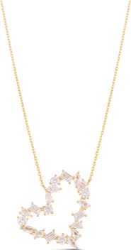 SHYMI Mixed Cubic Zirconia Open Heart Pendant Necklace