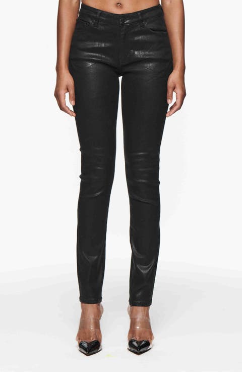 Resin Coated Skinny Jeans (Black Resin)
