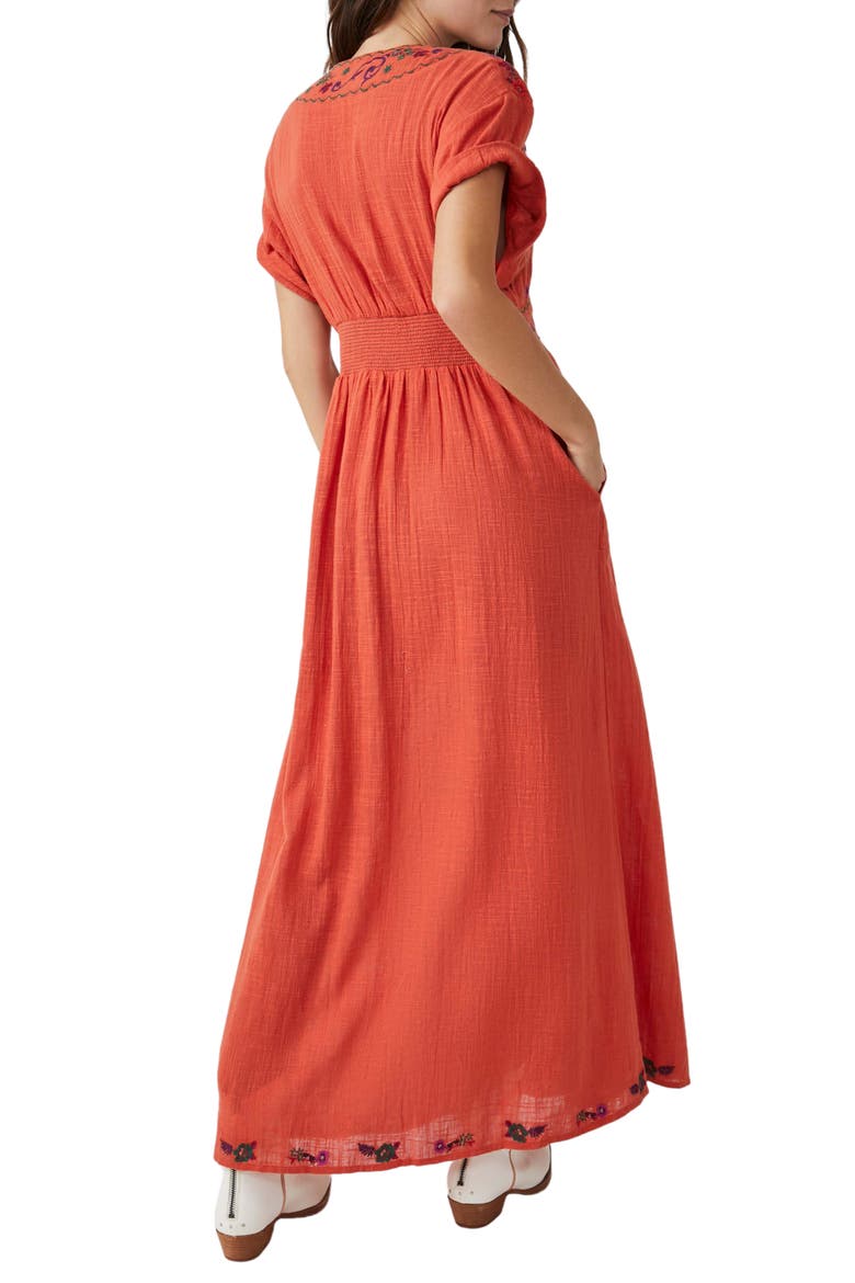 Maisle Embroidered Maxi Dress, Alternate, color, TIGER RED COMBO
