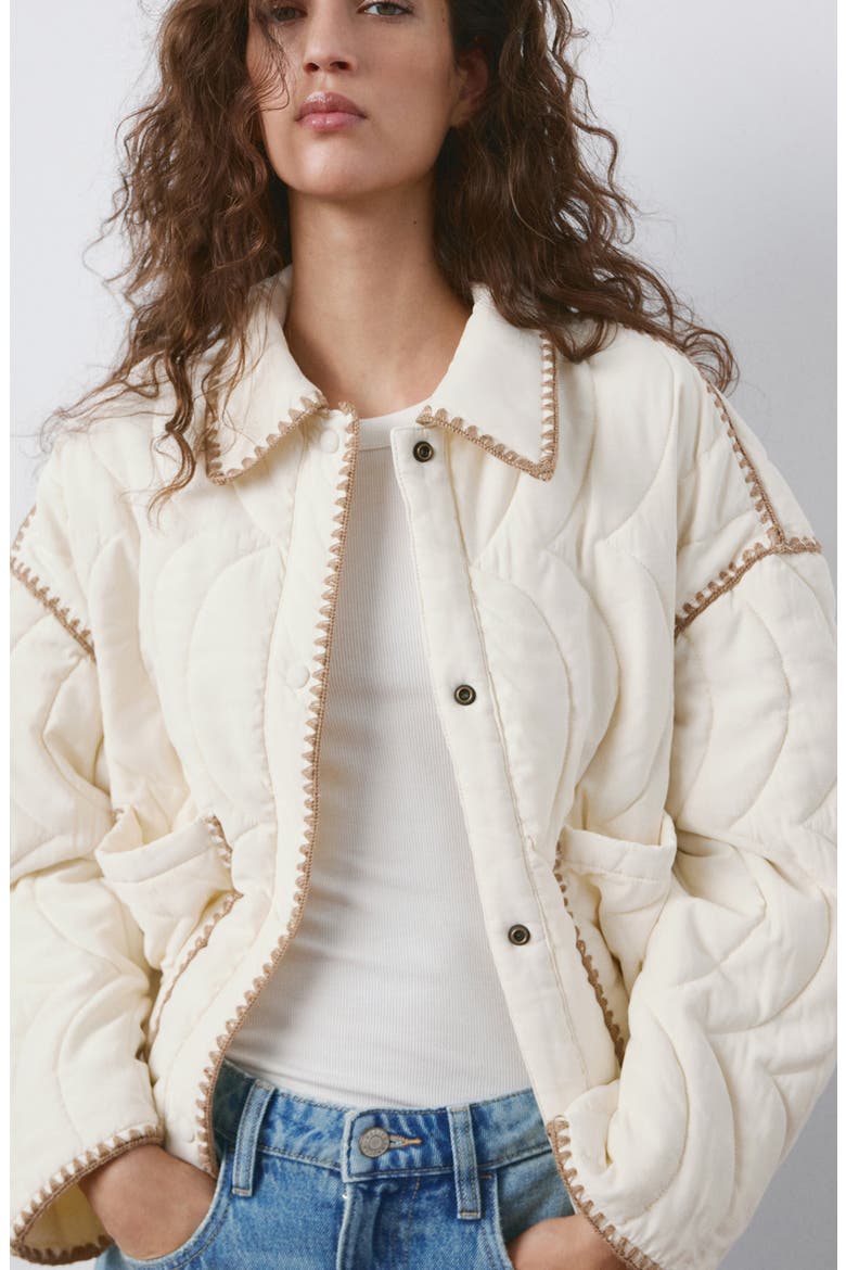 Quilted Jacket, Alternate, color, ECRU