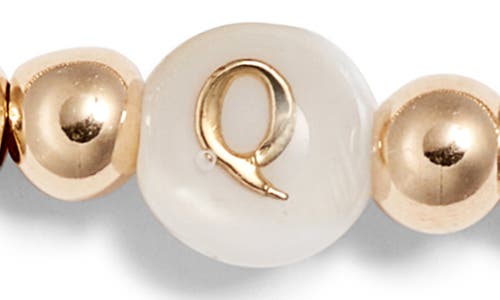 Nashelle Mother Of Pearl Initial Beaded Bracelet In Gold Fill Q