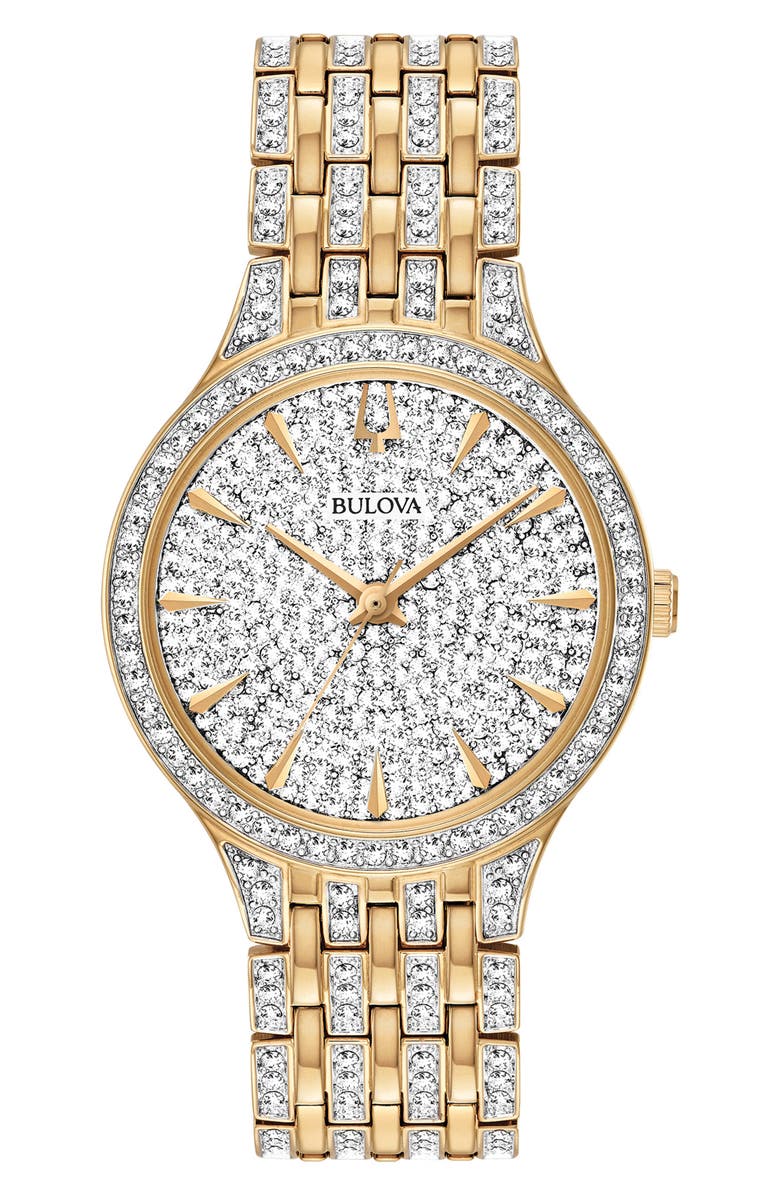BULOVA Pavé Crystal Bracelet Watch, 32mm, Main, color, 