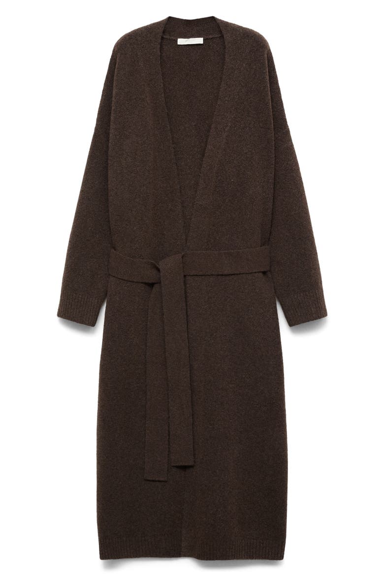 Longline Tie Belt Cardigan, Main, color, CHOCOLATE