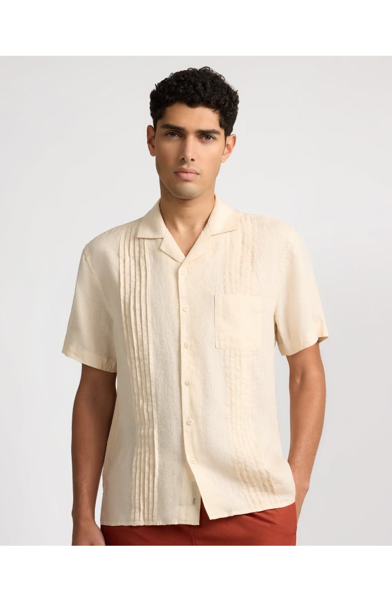Onia Linen Pintuck Camp Shirt, Main, color, Natural