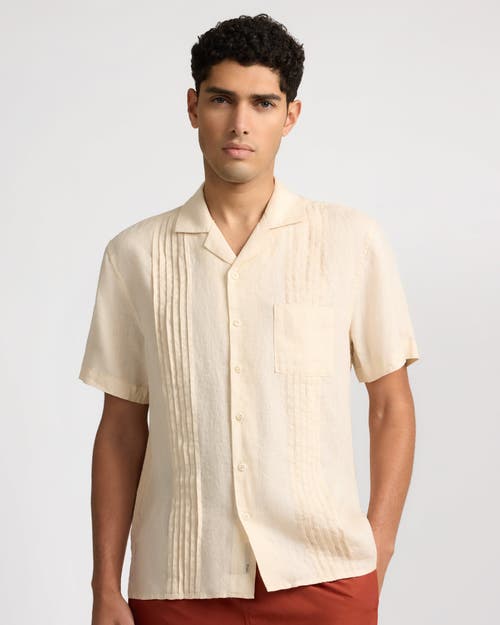 Onia Linen Pintuck Camp Shirt In Multi
