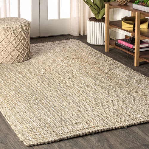 Jonathan Y Hiro Hand Woven Chunky Jute Area Rug In Ivory