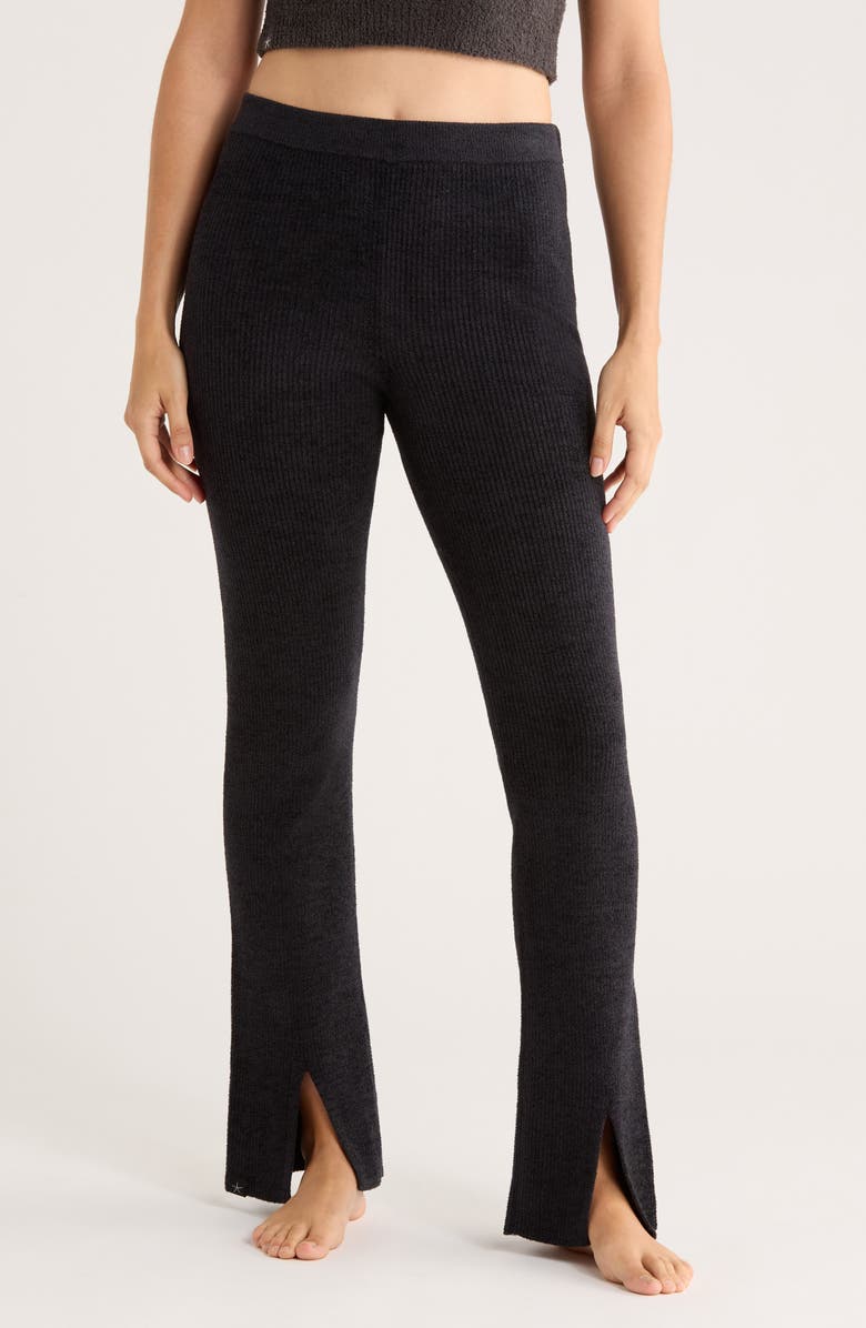 Barefoot Dreams<sup>®</sup> Slim Slit Rib Pajama Pants, Main, color, Black