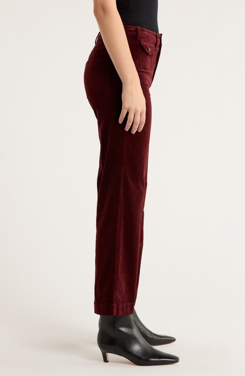 PAIGE Leenah Patch Pocket Ankle Wide Leg Corduroy Pants, Alternate, color, Dark Oxblood