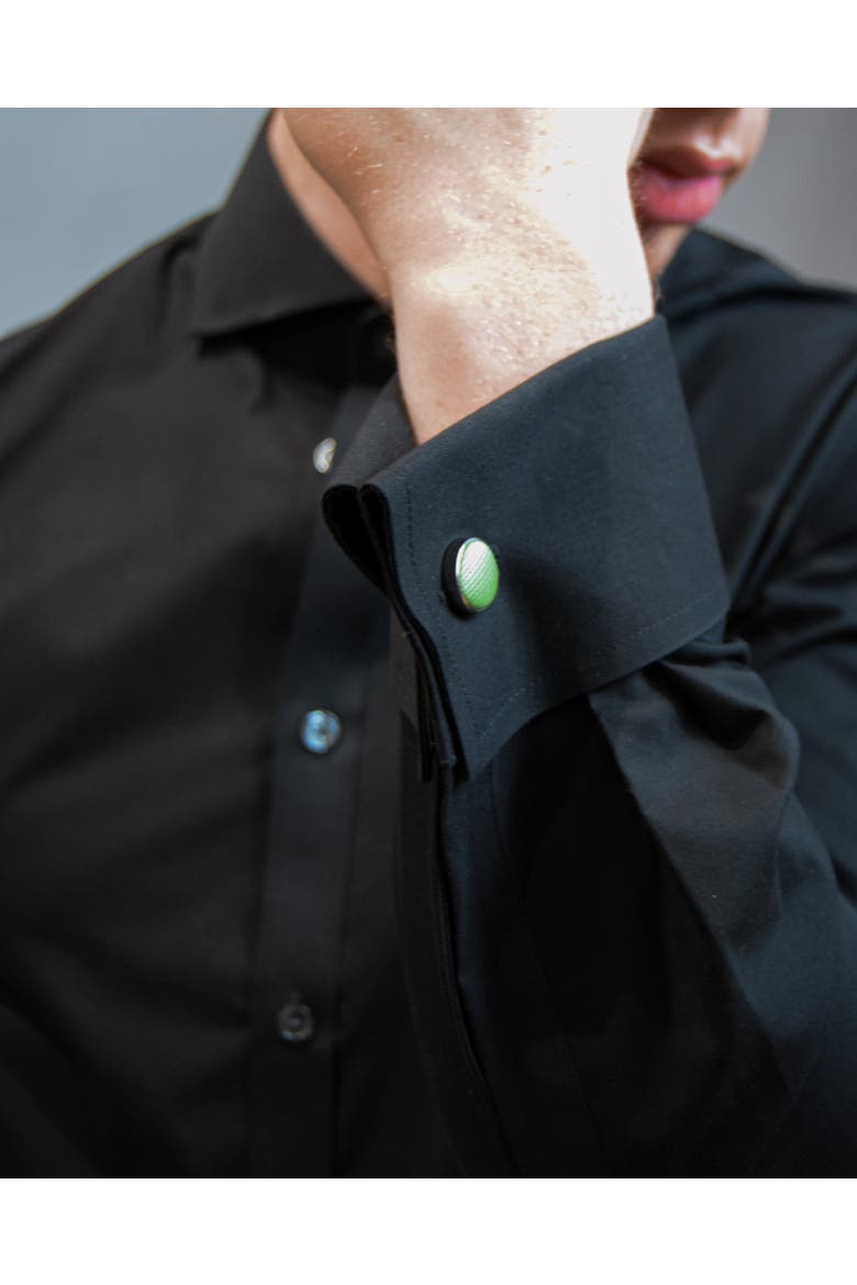Twill Silk Cufflinks, Alternate, color, Apple Green
