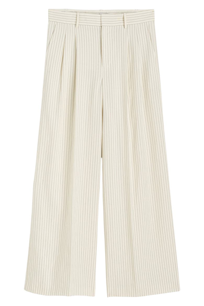 Superwide Leg Linen & Cotton Blend Pants, Alternate, color, TAN AND BLACK STRIPE