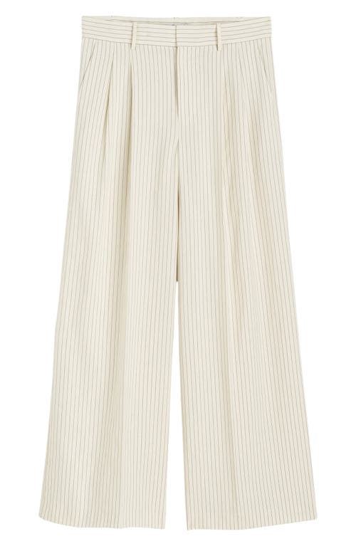 Madewell Superwide Leg Linen & Cotton Blend Pants In Tan And Black Stripe