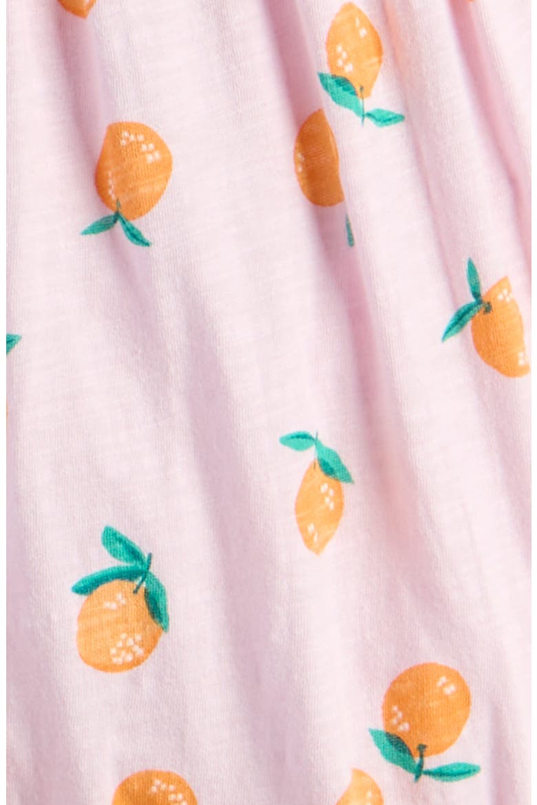 Shoulder Bow Cotton Romper, Alternate, color, PINK SHADE SWEET ORANGES