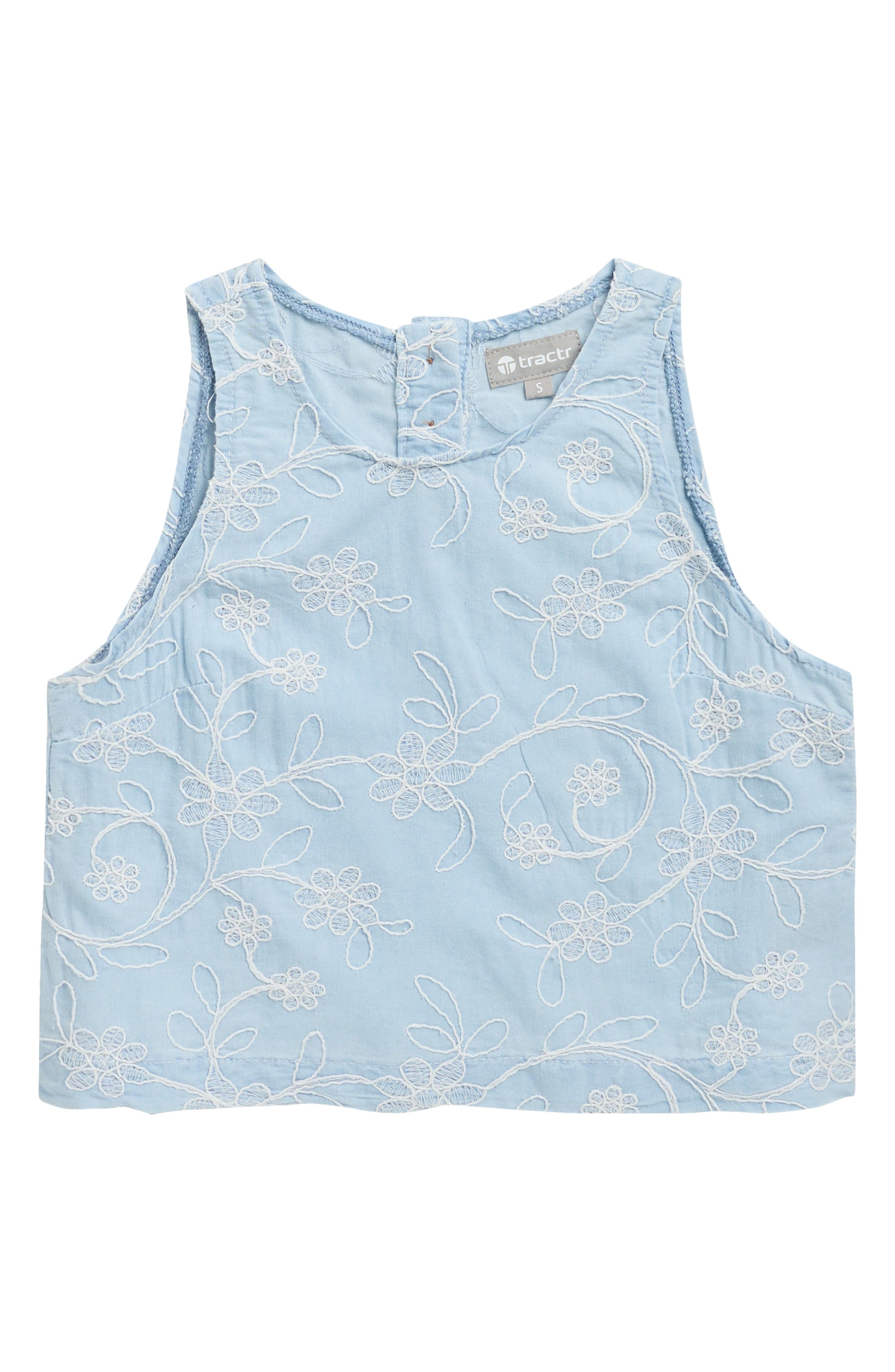 Tractr Kids' Floral Embroidered Tank