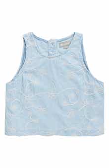 Tractr Kids' Floral Embroidered Tank