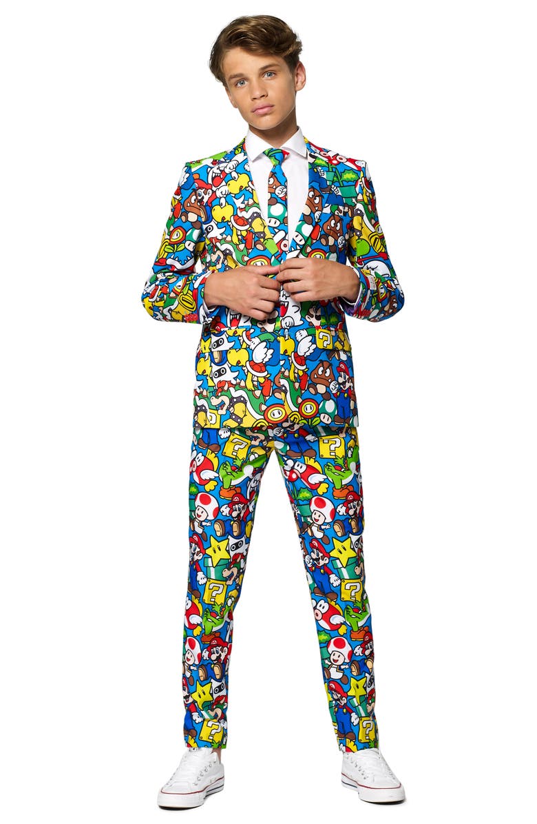 OppoSuits Super Mario Two-Piece Suit with Tie, Main, color, Blue