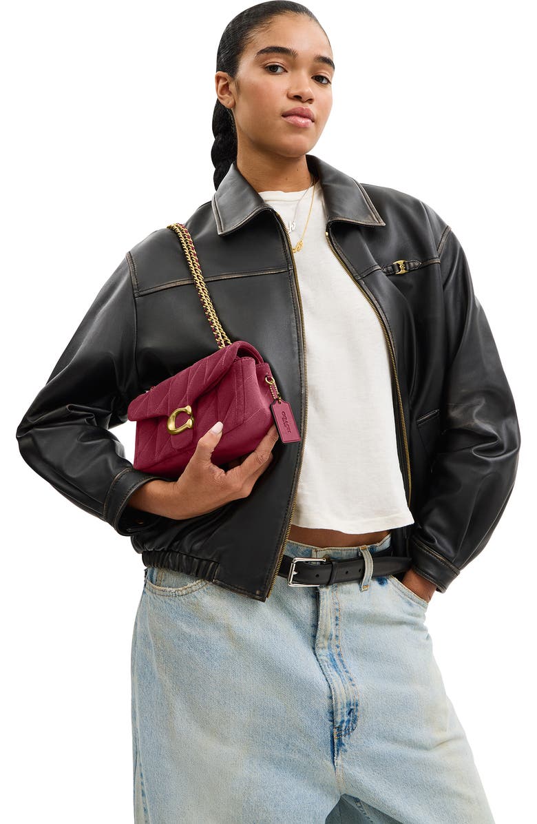 COACH Tabby 20 Quilted Suede Convertible Shoulder Bag, Alternate, color, B4/ Dark Fuchsia